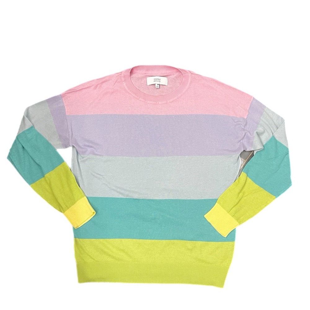 Textile Elizabeth and James rainbow striped light weight sweater size large